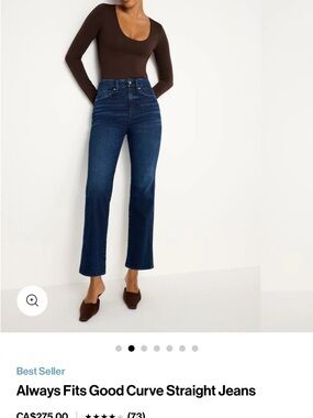 bnwt Good American 🇺🇸 Always Fits Good Curve Straight Jeans - Dark Blue (6-12)